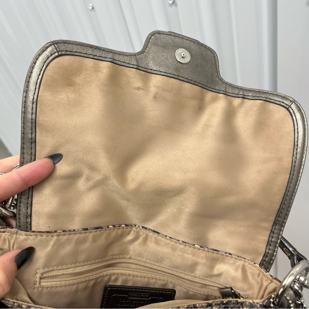 Coach Metallic Pewter Snake-Embossed Crossbody Bag - Picture 5 of 8